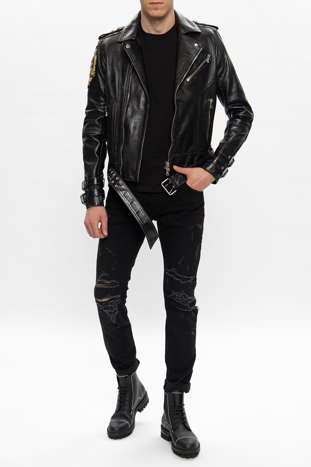 Balmain Leather biker jacket | Men's Clothing | Vitkac